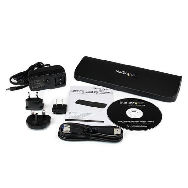 StarTech.com Docking station Universale USB 3.0 per laptop VGA DVI HDMI - Dual-Monitor con Ethernet audio - Mac & Windows (USB3SDOCKHDV) - Docking station - USB - VGA, HDMI - 10Mb LAN - per P/N: ARMBARDUO, ARMBARDUOV, ARMDUAL, ARMDUAL30, ARMDUALV, ARMSLIMDUO