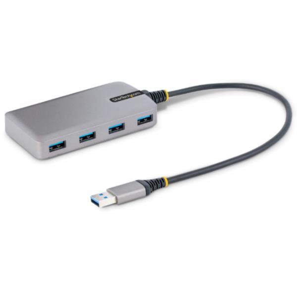 StarTech.com 4-Port USB Hub, USB 3.0 5Gbps, Bus Powered, USB-A to 4x USB-A Hub with Optional Auxiliary Power Input, Portable Desktop/Laptop USB Hub with 1ft (30cm) Attached Cable - USB Expansion Hub (5G4AB-USB-A-HUB) - Hub - 4 x USB 3.2 Gen 1 + 1 x micro USB - desktop