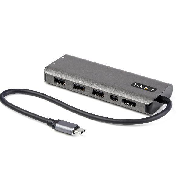 StarTech.com Adattatore multiporta USB-C a HDMI o Mini DisplayPort 4K 60 Hz - Mini Dock USB Type C - Convertitore USB C con HUB USB a 4 porte 100W PD - 10 Gb - Cavo integrato da 12 cm (DKT31CMDPHPD) - Docking station - USB-C / Thunderbolt 3 - HDMI, Mini DP