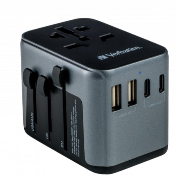 Verbatim UTA-03 - Alimentatore - 30 Watt - PD 3.0, Quick Charge 3.0 - 4 connettori di uscita (USB, 24 pin USB-C)