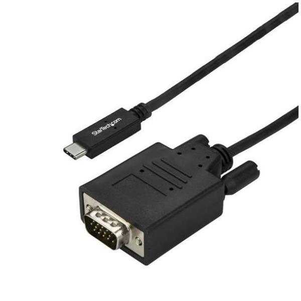 StarTech.com 6ft (2m) USB C to VGA Cable, 1920x1200/1080p USB Type C to VGA Video Active Adapter Cable, Thunderbolt 3 Compatible, Laptop to VGA Monitor/Projector, DP Alt Mode HBR2 Cable - 2m USB-C Video Cable (CDP2VGAMM2MB) - Cavo video / USB - USB-C (M) a HD-15 (VGA) (M) - 2 m - Supporto 1920 x 1200 (WUXGA) - nero - per P/N: TB4CDOCK