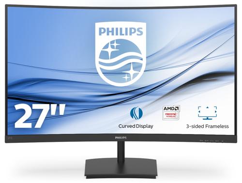 Philips E-line 271E1SCA - Monitor a LED - curvato - 27" - 1920 x 1080 Full HD (1080p) @ 75 Hz - VA - 250 cd/m² - 3000:1 - 4 ms - HDMI, VGA - altoparlanti - nero testurizzato