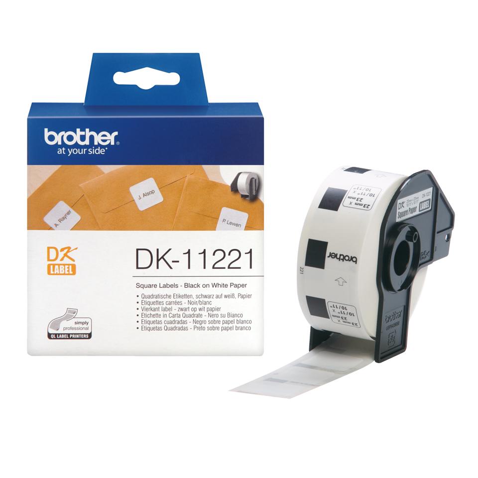 Brother - Rotolo 1000 Etichette quadrate 23 x 23 mm - Nero/Bianco - DK-11221